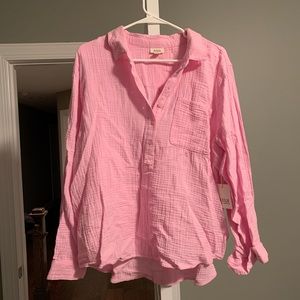 Pink Button Up Pullover